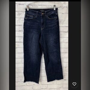 Judy Blue 1/25 Sunday Chill High‎ Rise Cropped Wide Leg Raw Hem Stretch Jean
